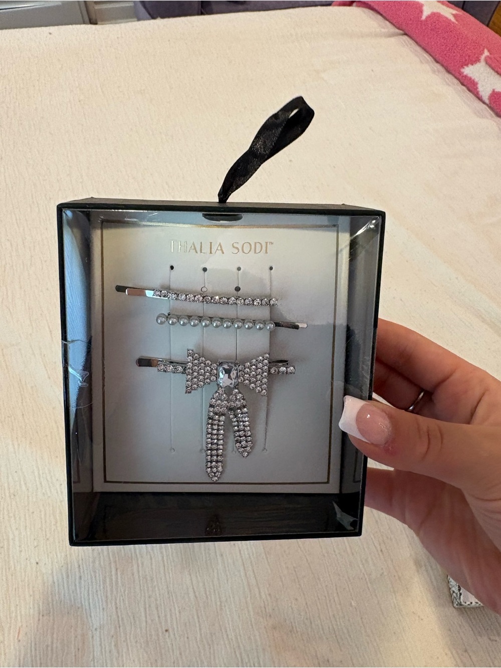 Thalia Sodi Silver Rhinestone Bow Hair Clip Set